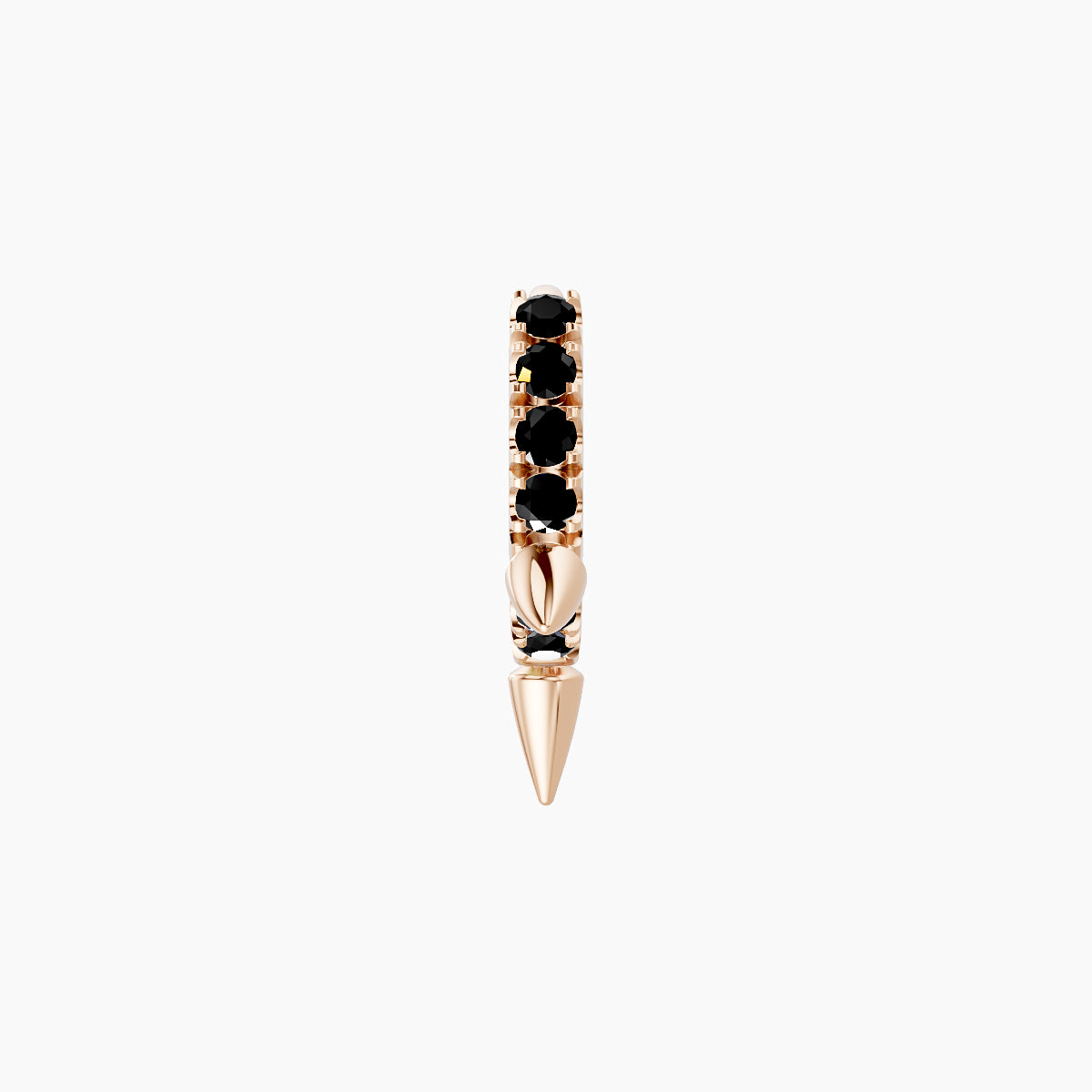 Skade | 18k Rose Gold 5 mm Spike Black Diamond Hoop Piercing