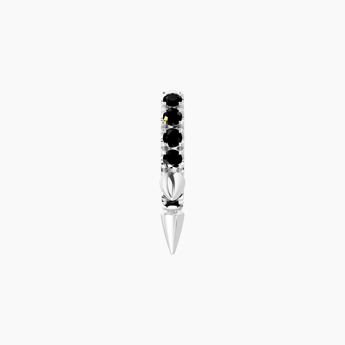 Skade | 18k White Gold 5 mm Spike Black Diamond Hoop Piercing
