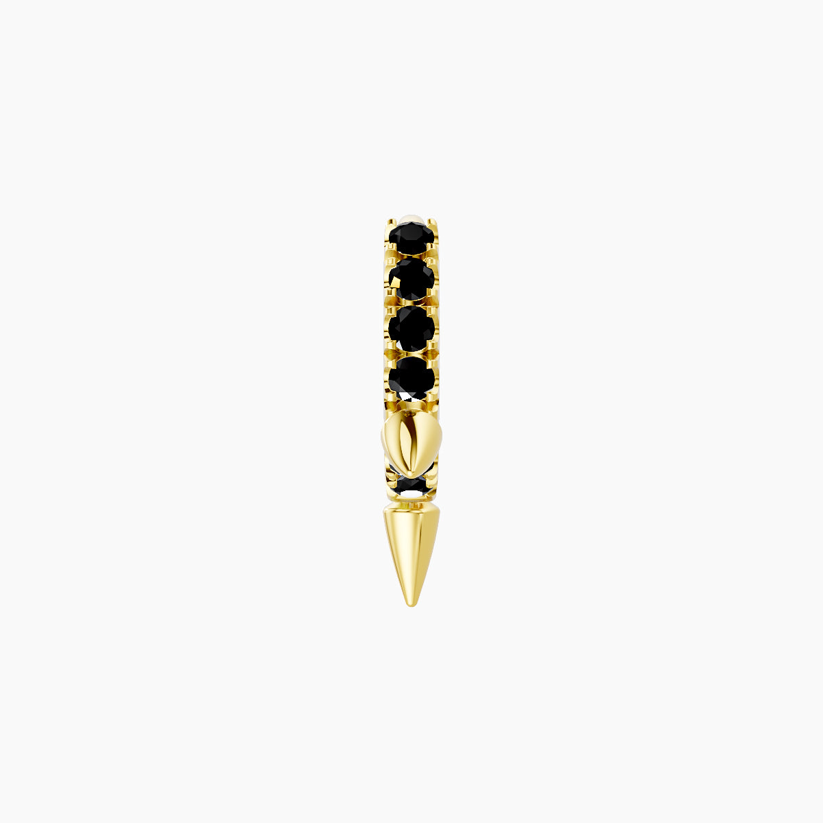 Skade | 18k Yellow Gold 5 mm Spike Black Diamond Hoop Piercing