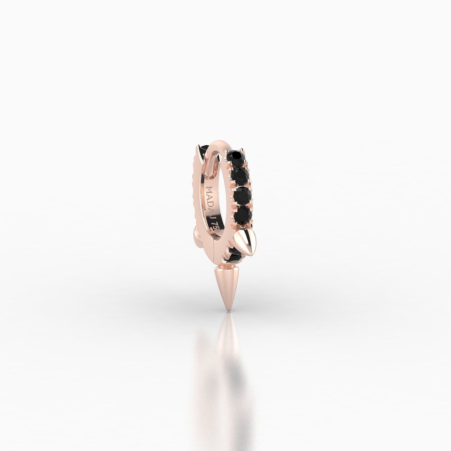 Skade | 18k Rose Gold 5 mm Spike Black Diamond Hoop Piercing