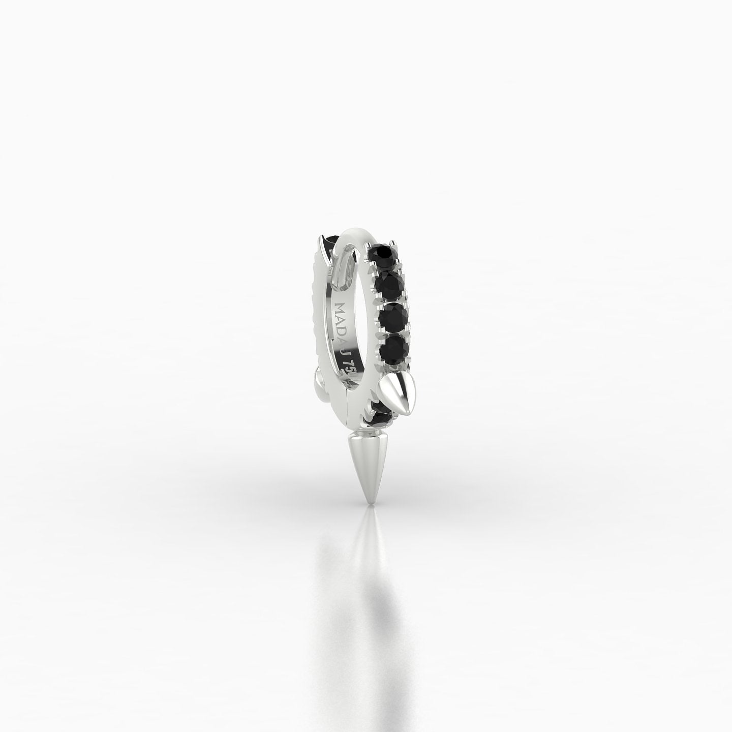 Skade | 18k White Gold 5 mm Spike Black Diamond Hoop Piercing