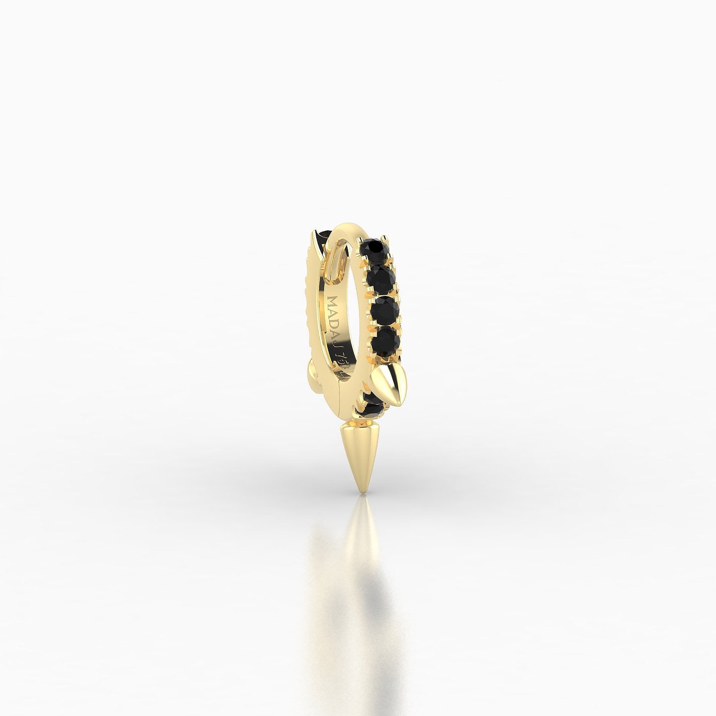 Skade | 18k Yellow Gold 5 mm Spike Black Diamond Hoop Piercing