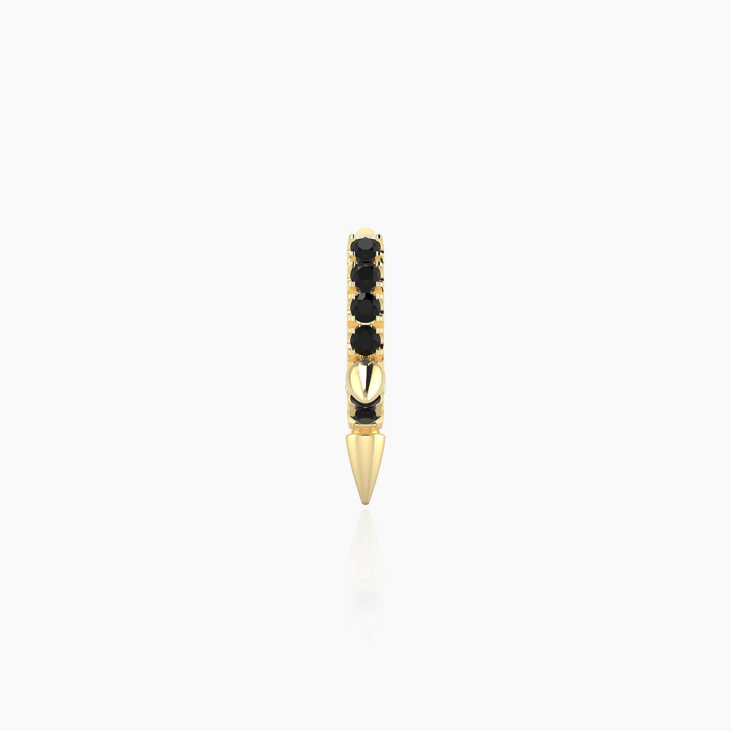 Skade | 18k Yellow Gold 5 mm Spike Black Diamond Hoop Piercing