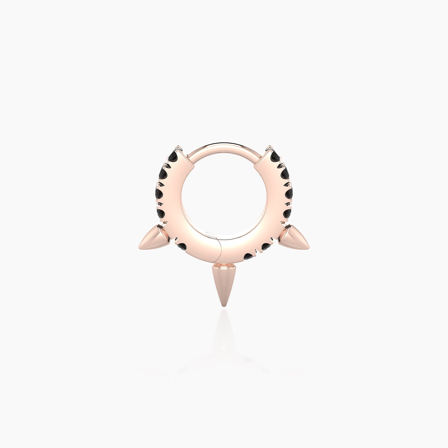 Skade | 18k Rose Gold 5 mm Spike Black Diamond Hoop Piercing