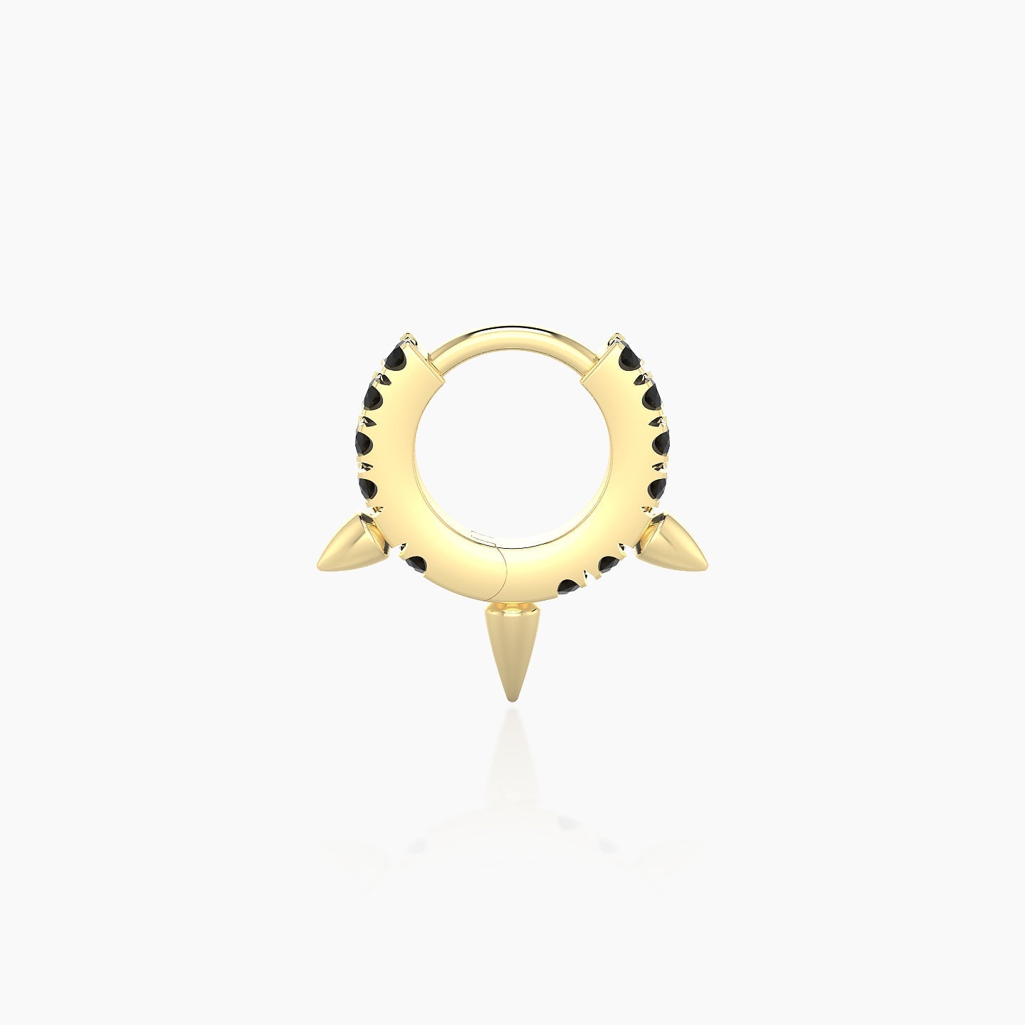 Skade | 18k Yellow Gold 5 mm Spike Black Diamond Hoop Piercing