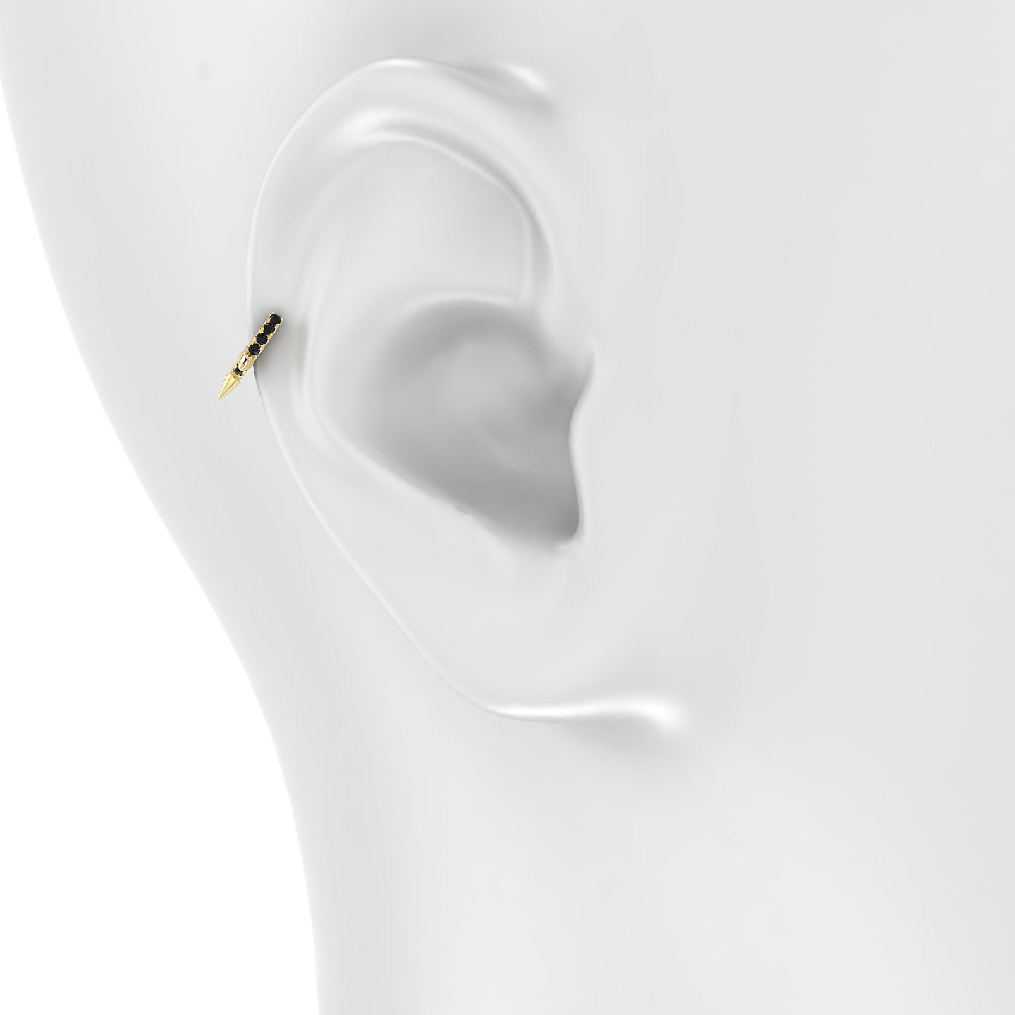 Skade | 18k Yellow Gold 5 mm Spike Black Diamond Hoop Piercing