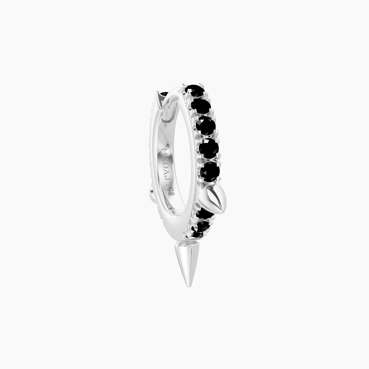 Skade | 18k White Gold 6.5 mm Spike Black Diamond Hoop Piercing