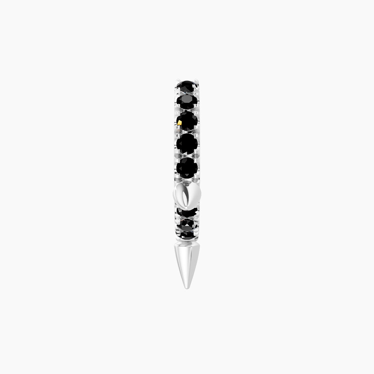 Skade | 18k White Gold 6.5 mm Spike Black Diamond Hoop Piercing