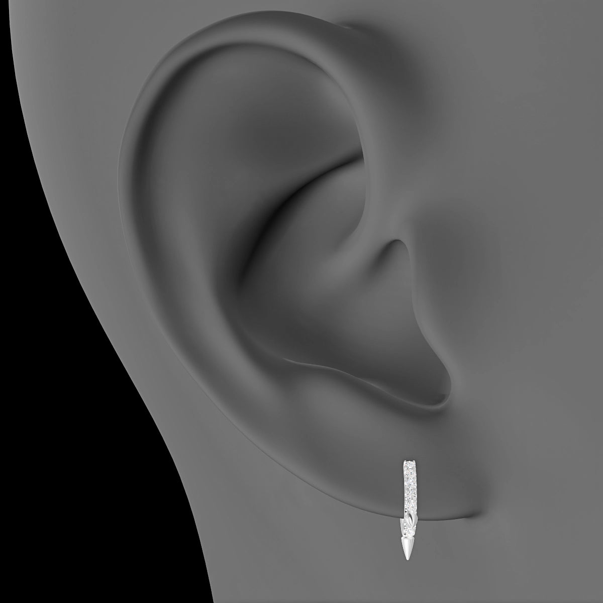 Skade | 18k White Gold 6.5 mm Spike Diamond Hoop Piercing