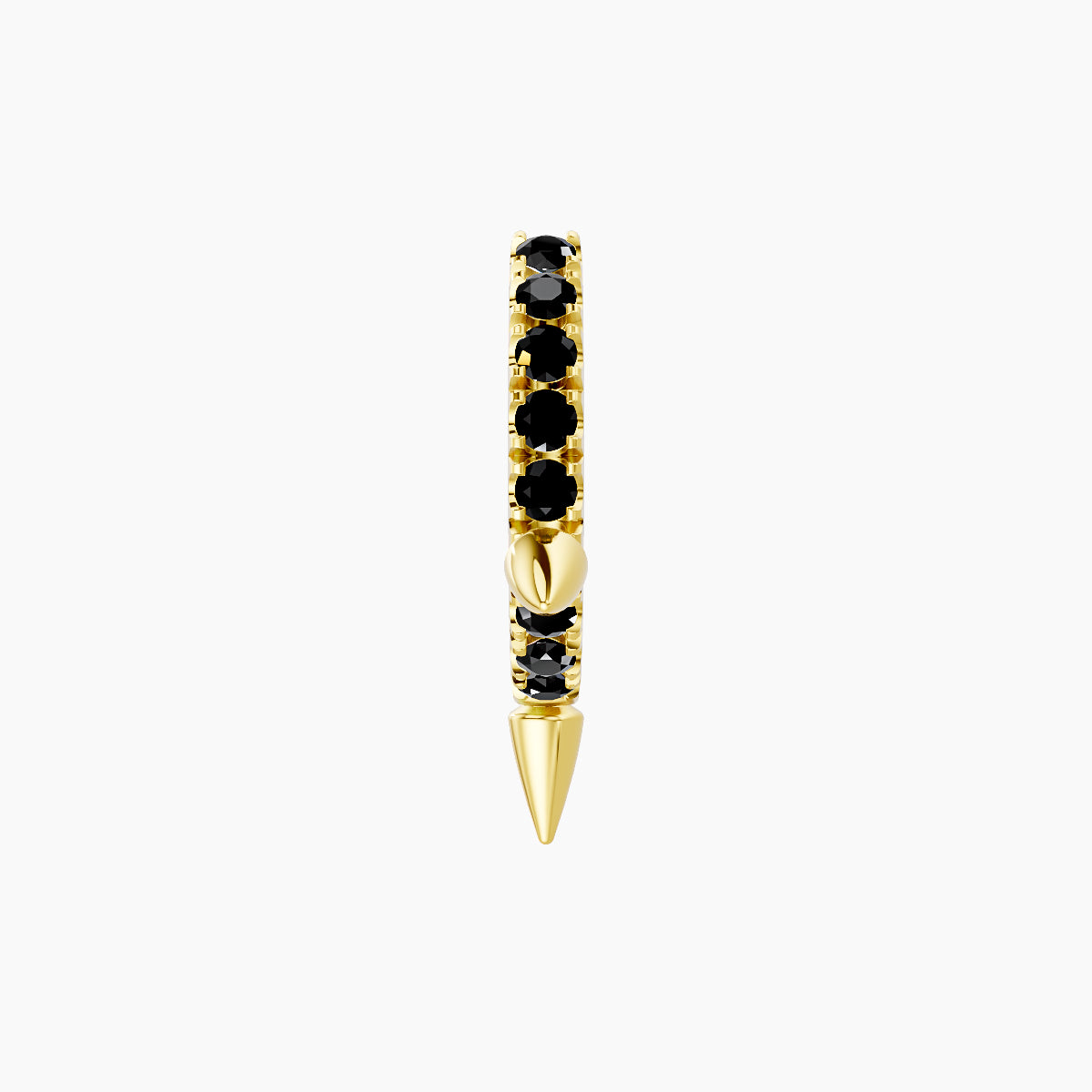 Skade | 18k Yellow Gold 6.5 mm Spike Black Diamond Hoop Piercing