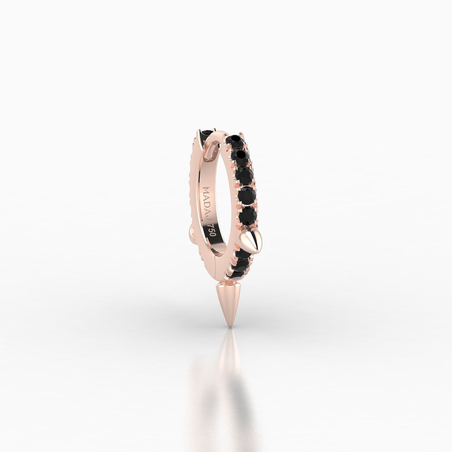 Skade | 18k Rose Gold 6.5 mm Spike Black Diamond Hoop Piercing