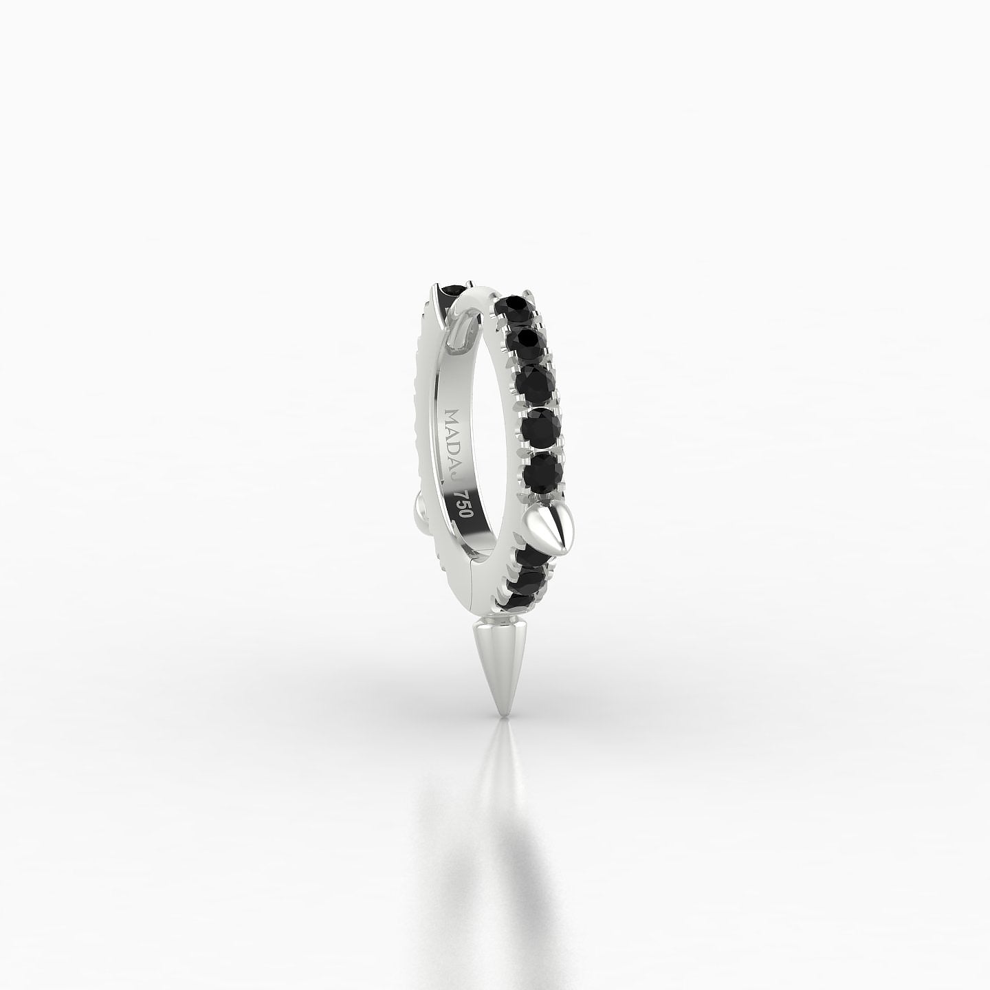 Skade | 18k White Gold 6.5 mm Spike Black Diamond Hoop Piercing