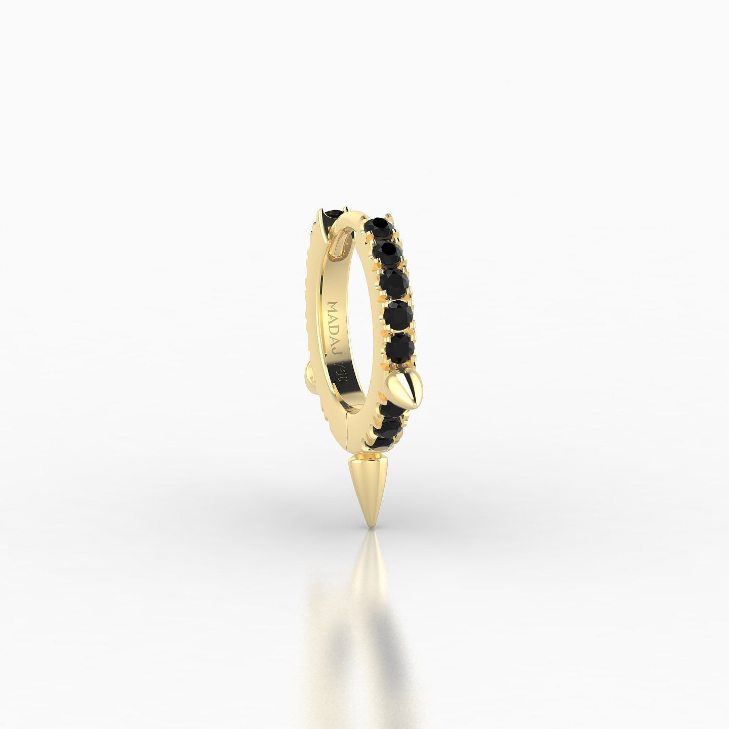 Skade | 18k Yellow Gold 6.5 mm Spike Black Diamond Hoop Piercing