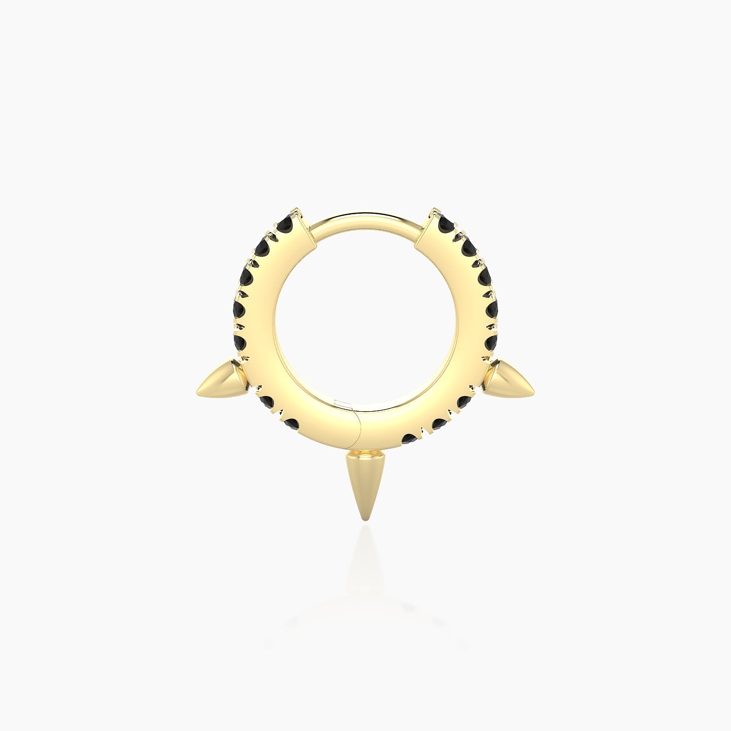 Skade | 18k Yellow Gold 6.5 mm Spike Black Diamond Hoop Piercing