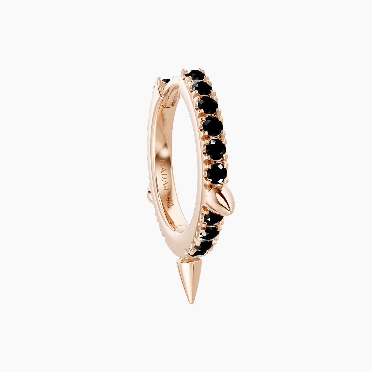 Skade | 18k Rose Gold 8 mm Spike Black Diamond Hoop Piercing