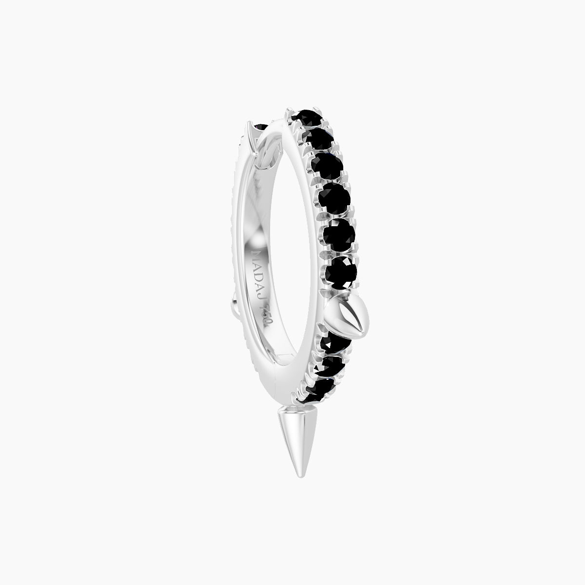 Skade | 18k White Gold 8 mm Spike Black Diamond Hoop Piercing