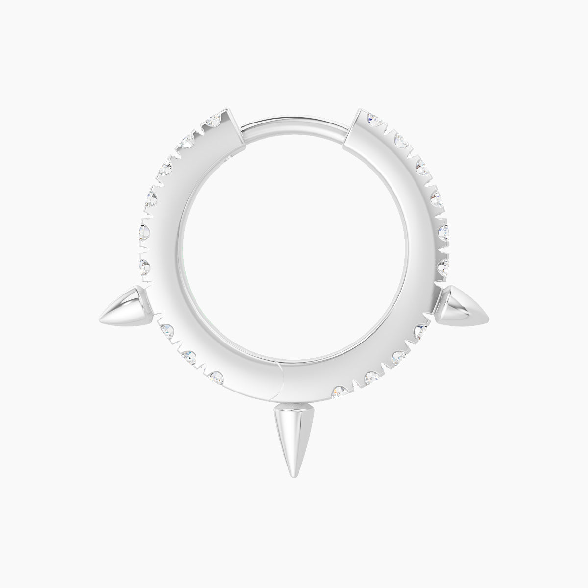 Skade | 18k White Gold 8 mm Spike Diamond Hoop Piercing