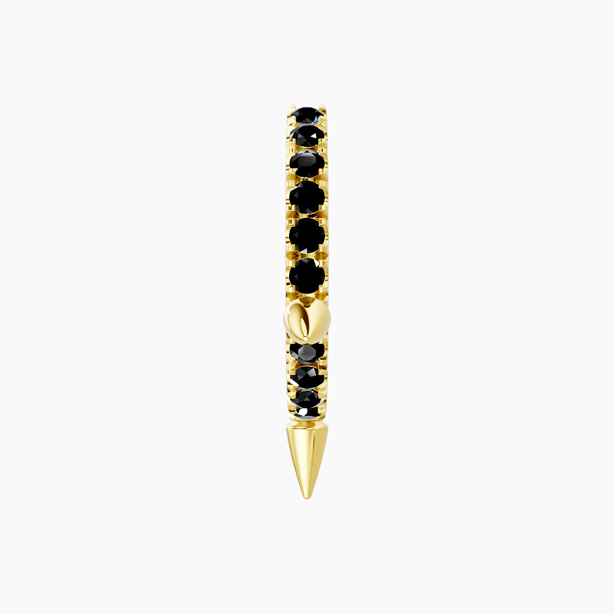 Skade | 18k Yellow Gold 8 mm Spike Black Diamond Hoop Piercing