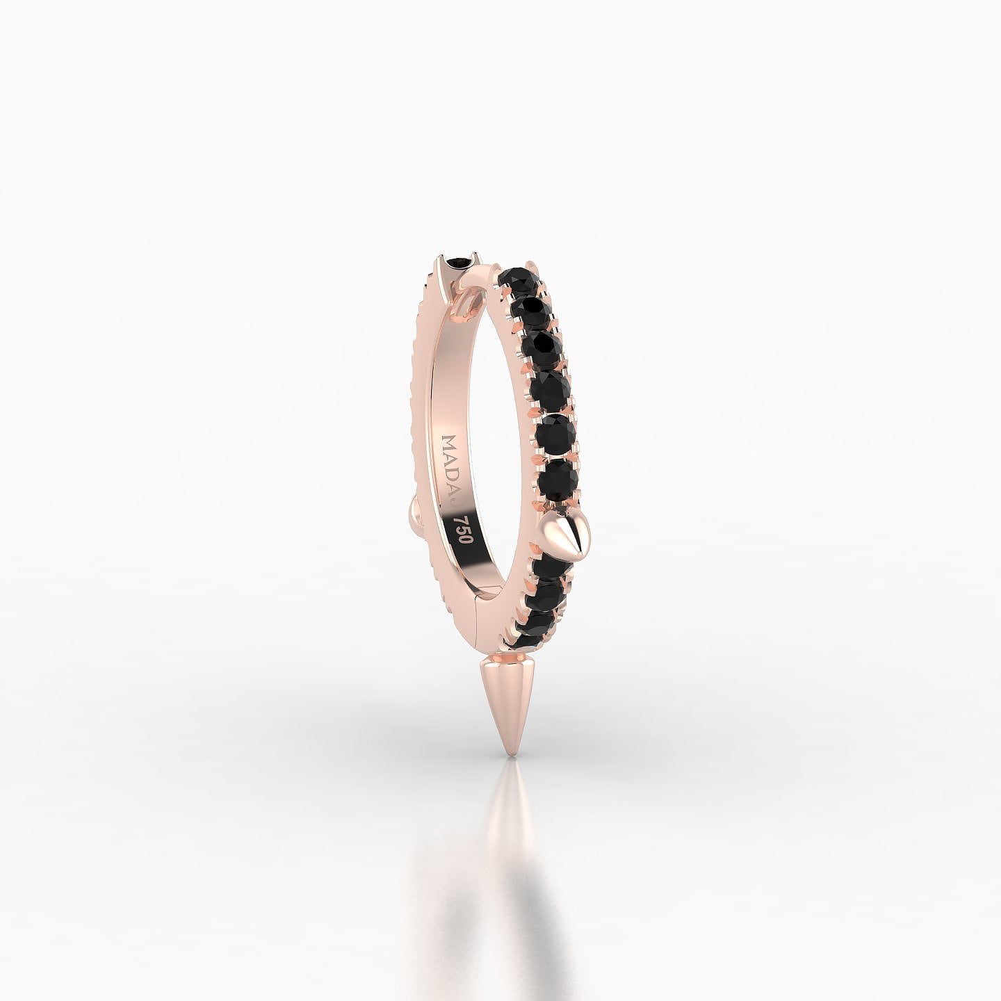 Skade | 18k Rose Gold 8 mm Spike Black Diamond Hoop Piercing