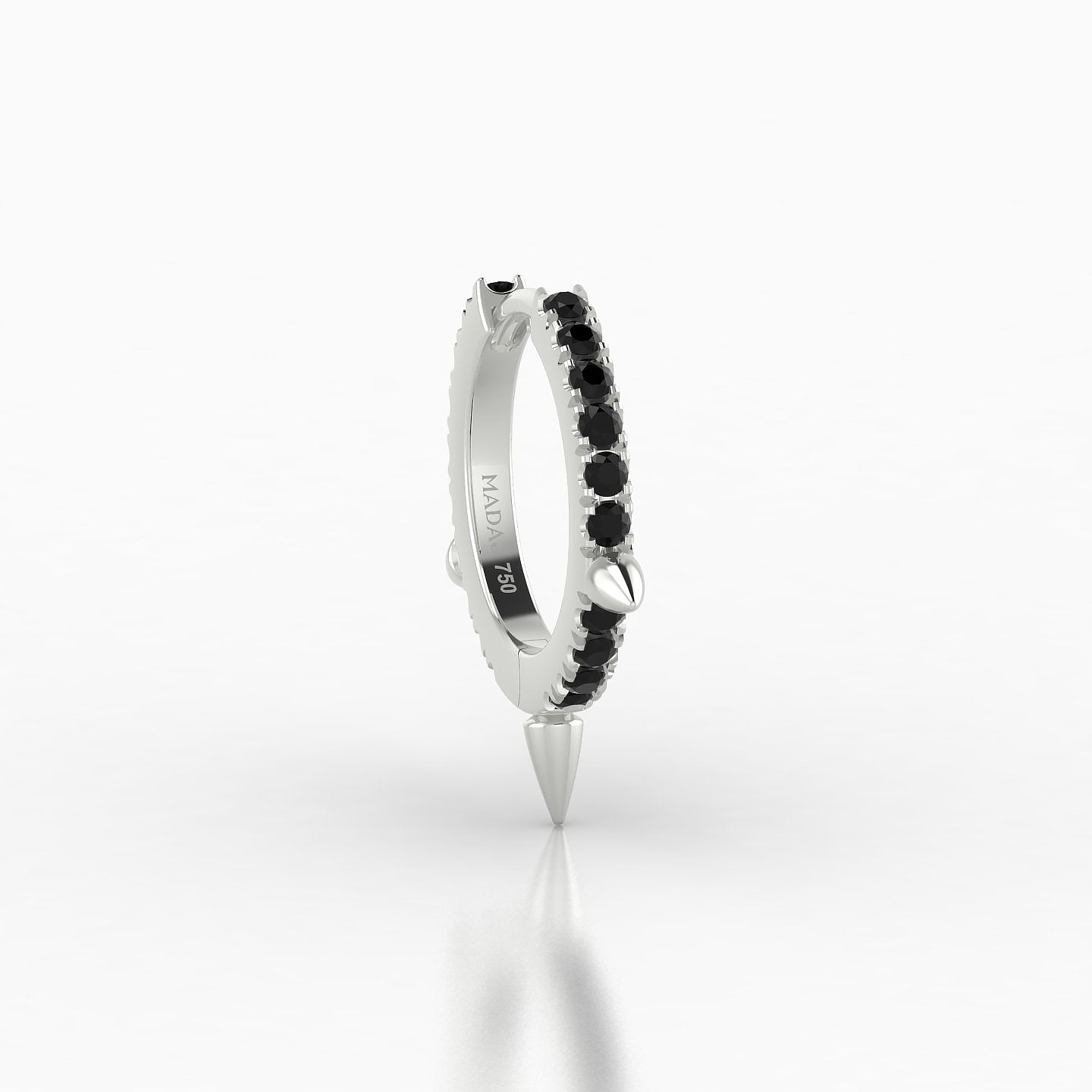 Skade | 18k White Gold 8 mm Spike Black Diamond Hoop Piercing