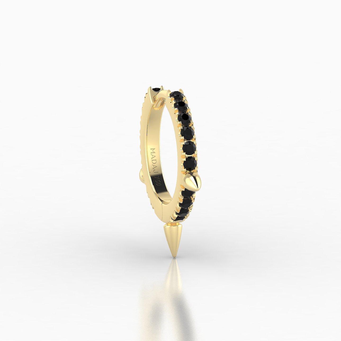 Skade | 18k Yellow Gold 8 mm Spike Black Diamond Hoop Piercing