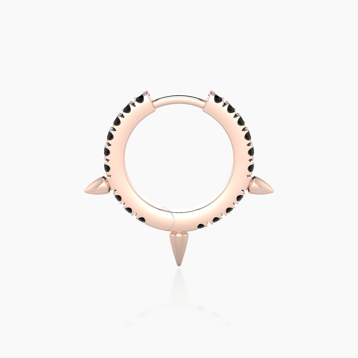 Skade | 18k Rose Gold 8 mm Spike Black Diamond Hoop Piercing