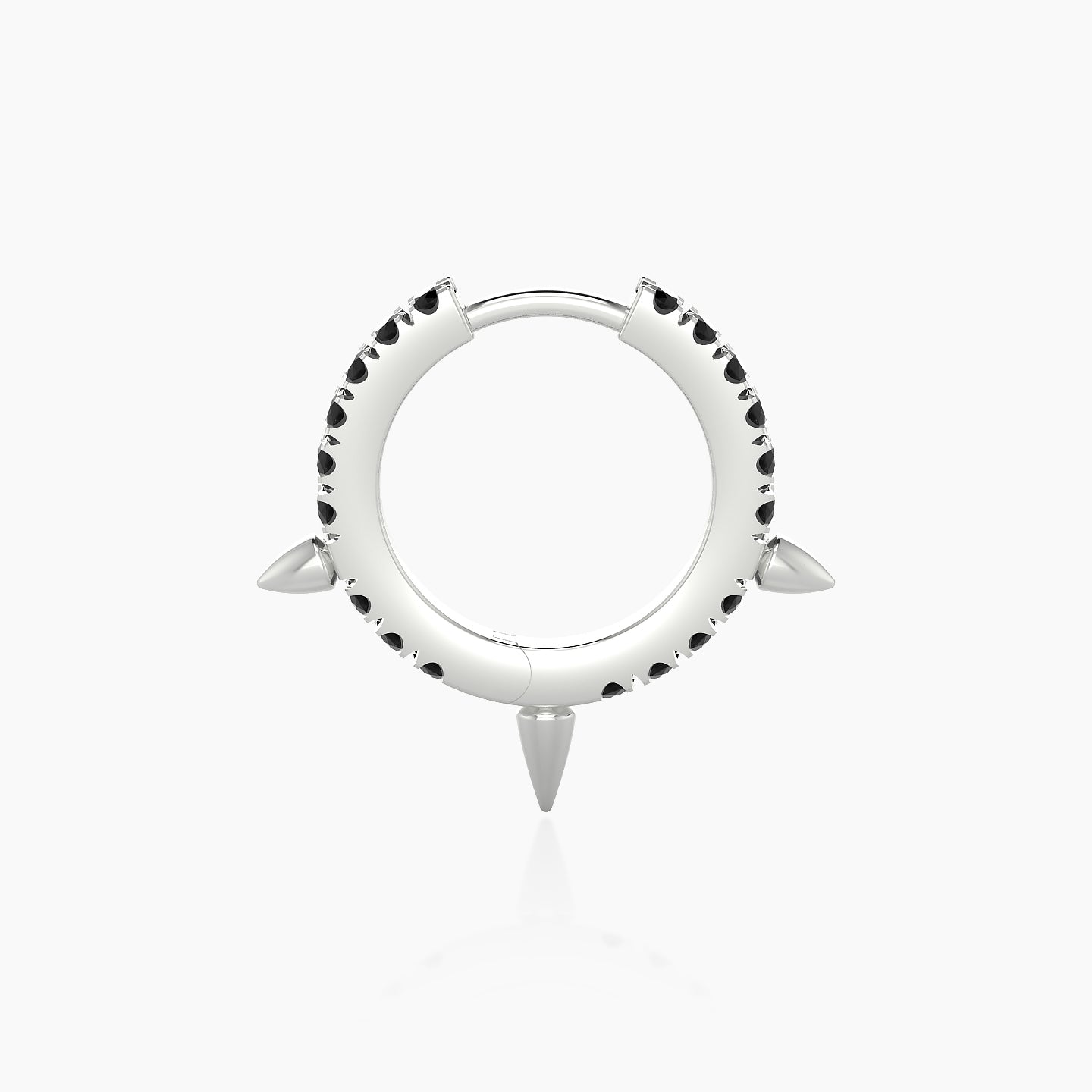 Skade | 18k White Gold 8 mm Spike Black Diamond Hoop Piercing