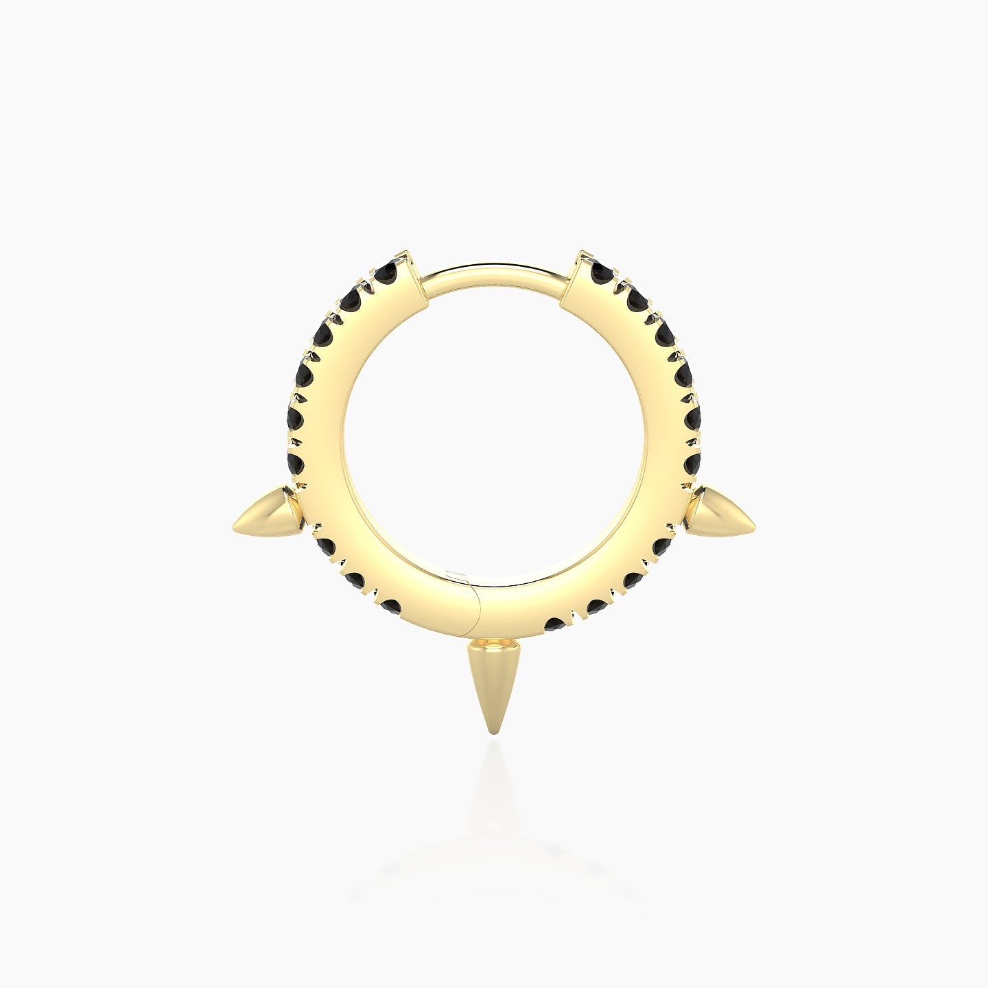 Skade | 18k Yellow Gold 8 mm Spike Black Diamond Hoop Piercing