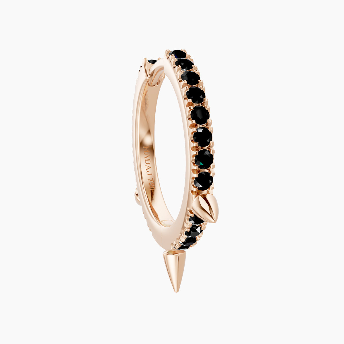 Skade | 18k Rose Gold 9.5 mm Spike Black Diamond Hoop Piercing