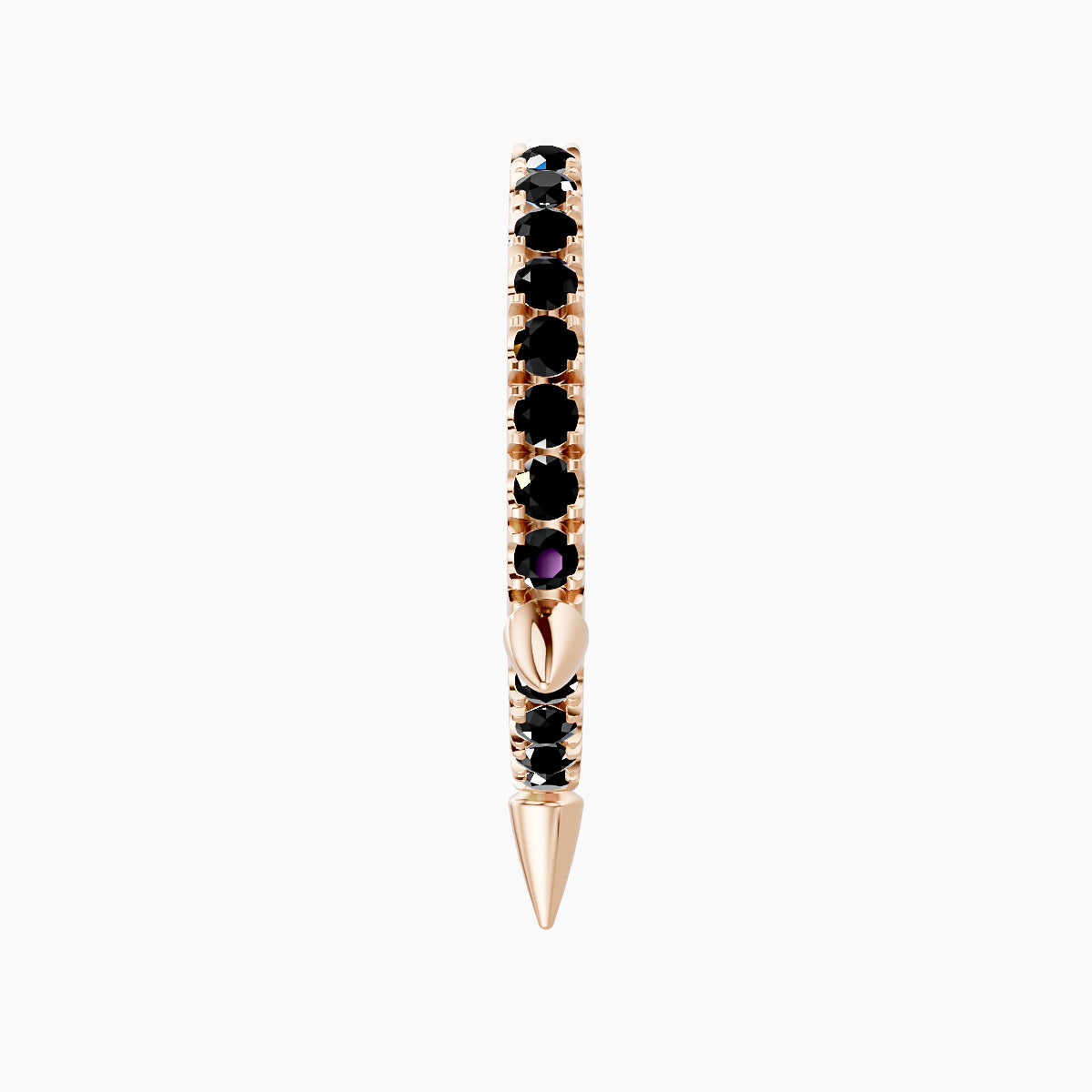 Skade | 18k Rose Gold 9.5 mm Spike Black Diamond Hoop Piercing