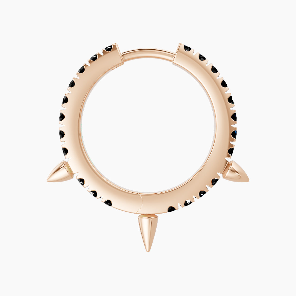 Skade | 18k Rose Gold 9.5 mm Spike Black Diamond Hoop Piercing