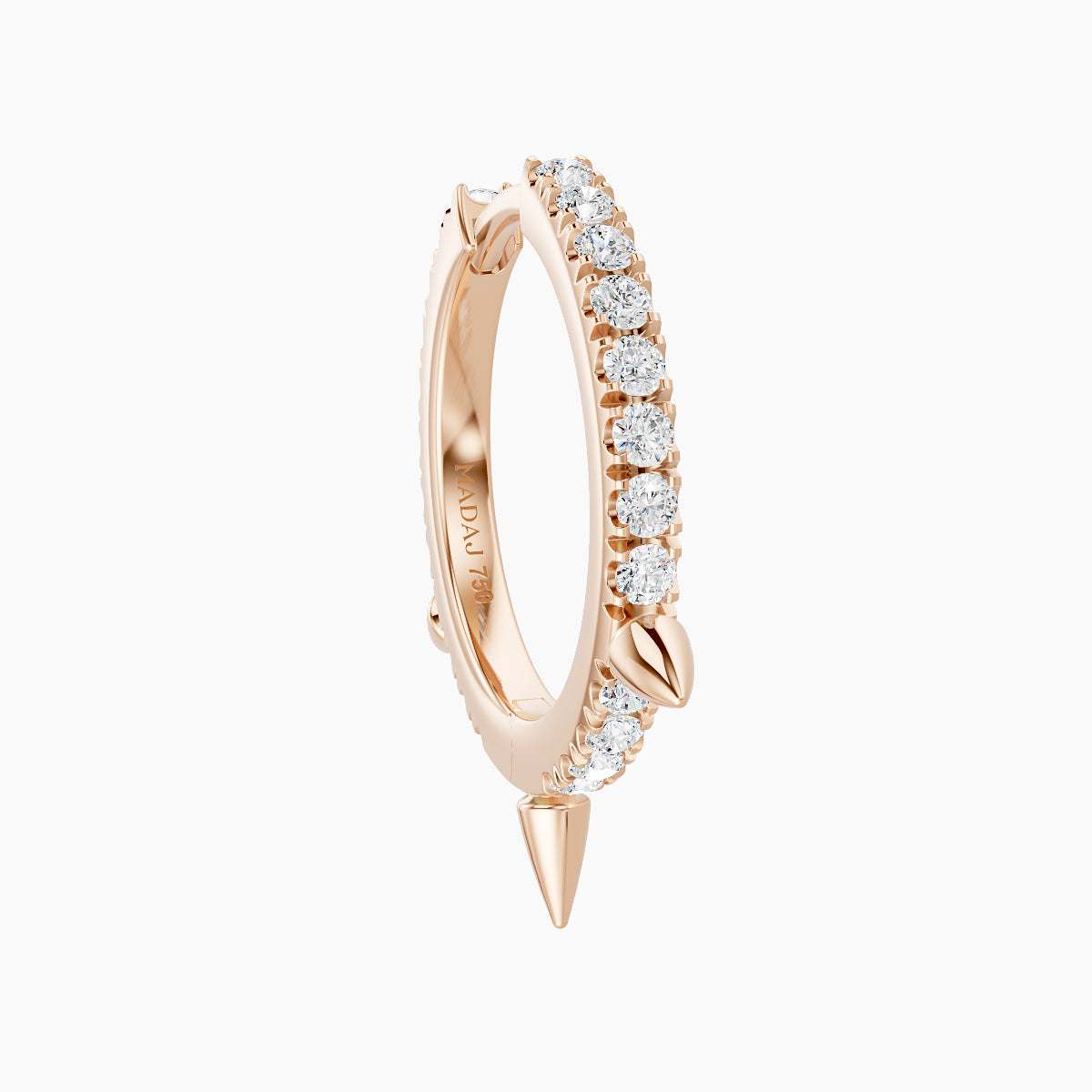 Skade | 18k Rose Gold 9.5 mm Spike Diamond Hoop Piercing