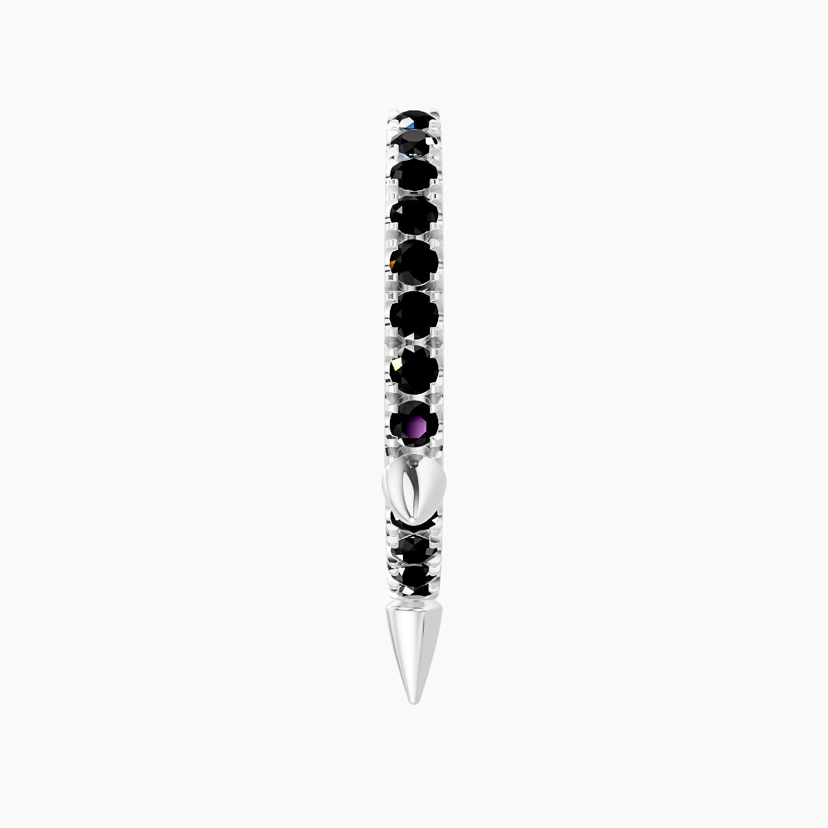 Skade | 18k White Gold 9.5 mm Spike Black Diamond Hoop Piercing
