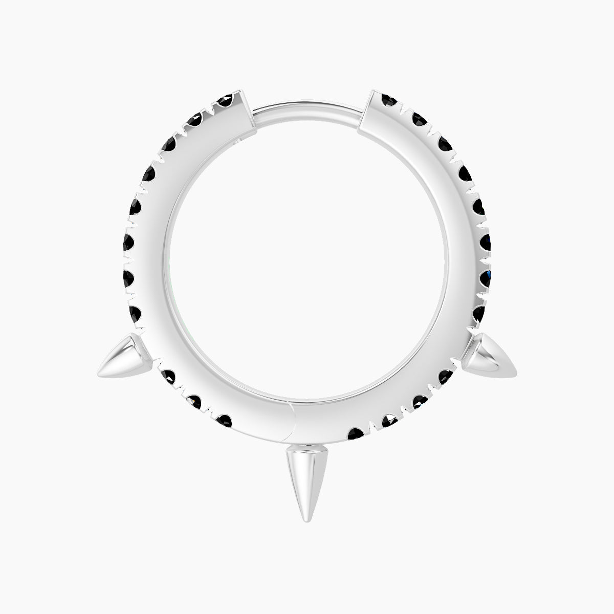 Skade | 18k White Gold 9.5 mm Spike Black Diamond Hoop Piercing