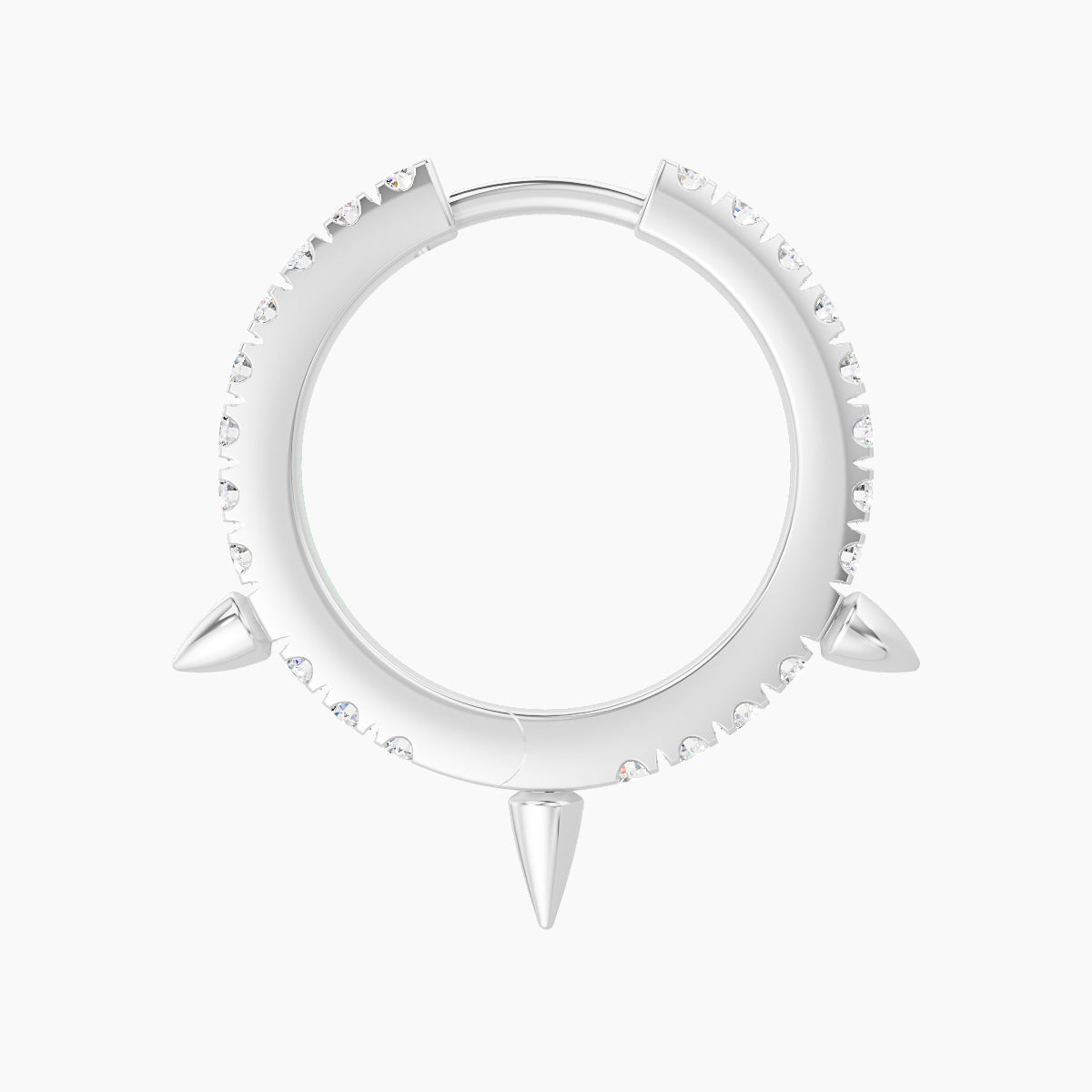 Skade | 18k White Gold 9.5 mm Spike Diamond Hoop Piercing