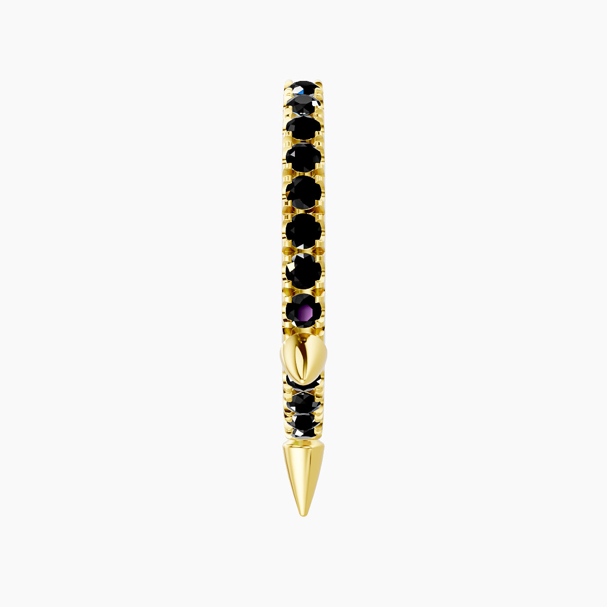 Skade | 18k Yellow Gold 9.5 mm Spike Black Diamond Hoop Piercing