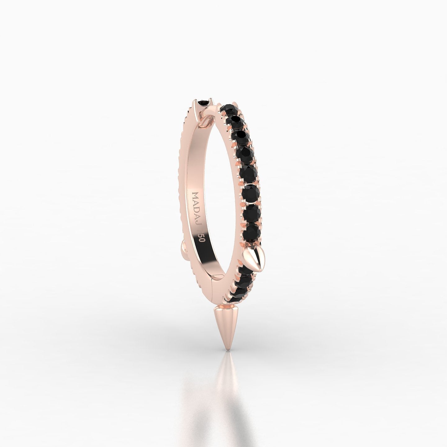 Skade | 18k Rose Gold 9.5 mm Spike Black Diamond Hoop Piercing