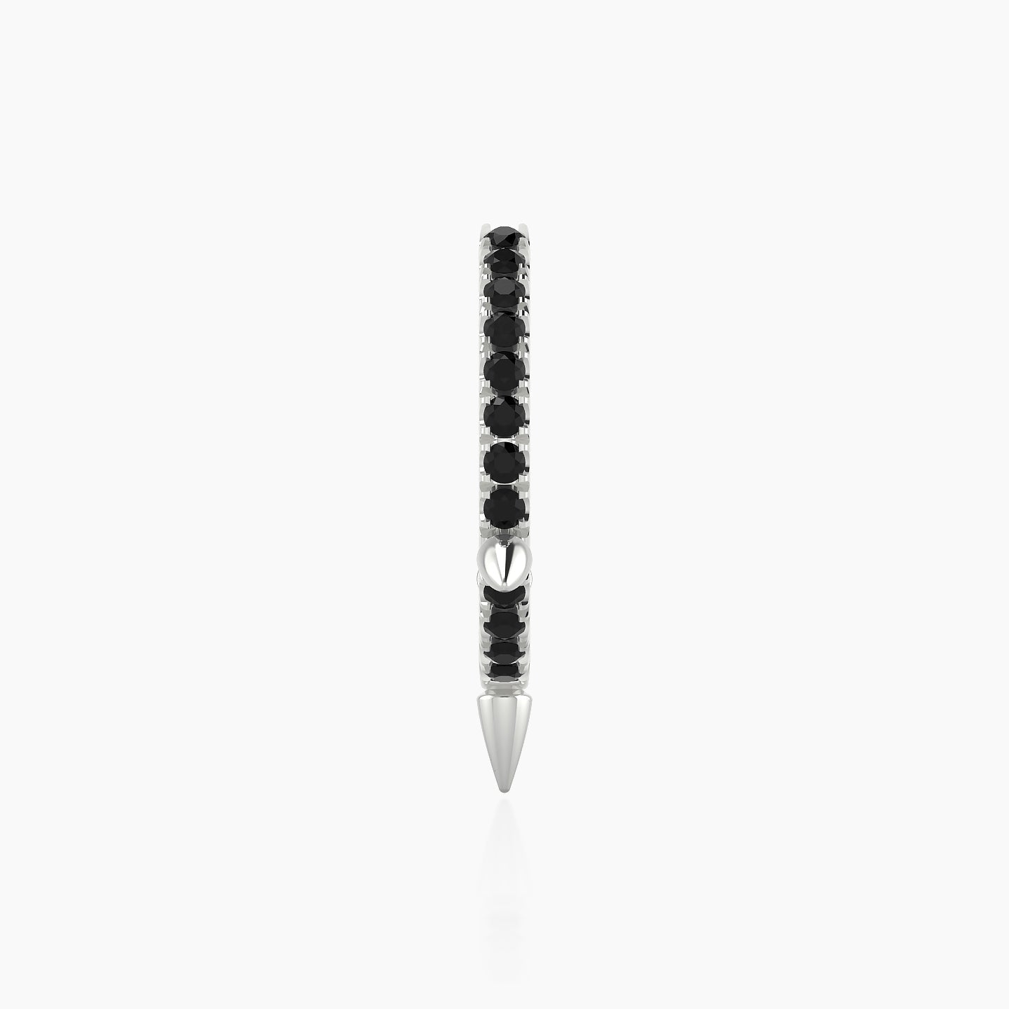 Skade | 18k White Gold 9.5 mm Spike Black Diamond Hoop Piercing