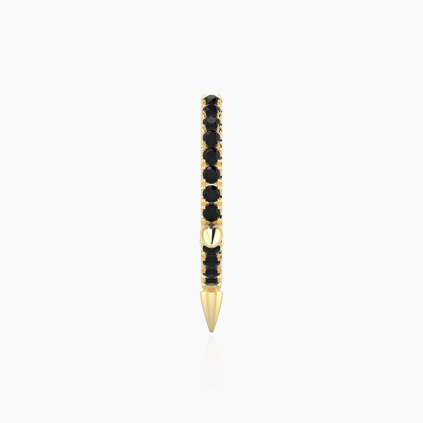 Skade | 18k Yellow Gold 9.5 mm Spike Black Diamond Hoop Piercing