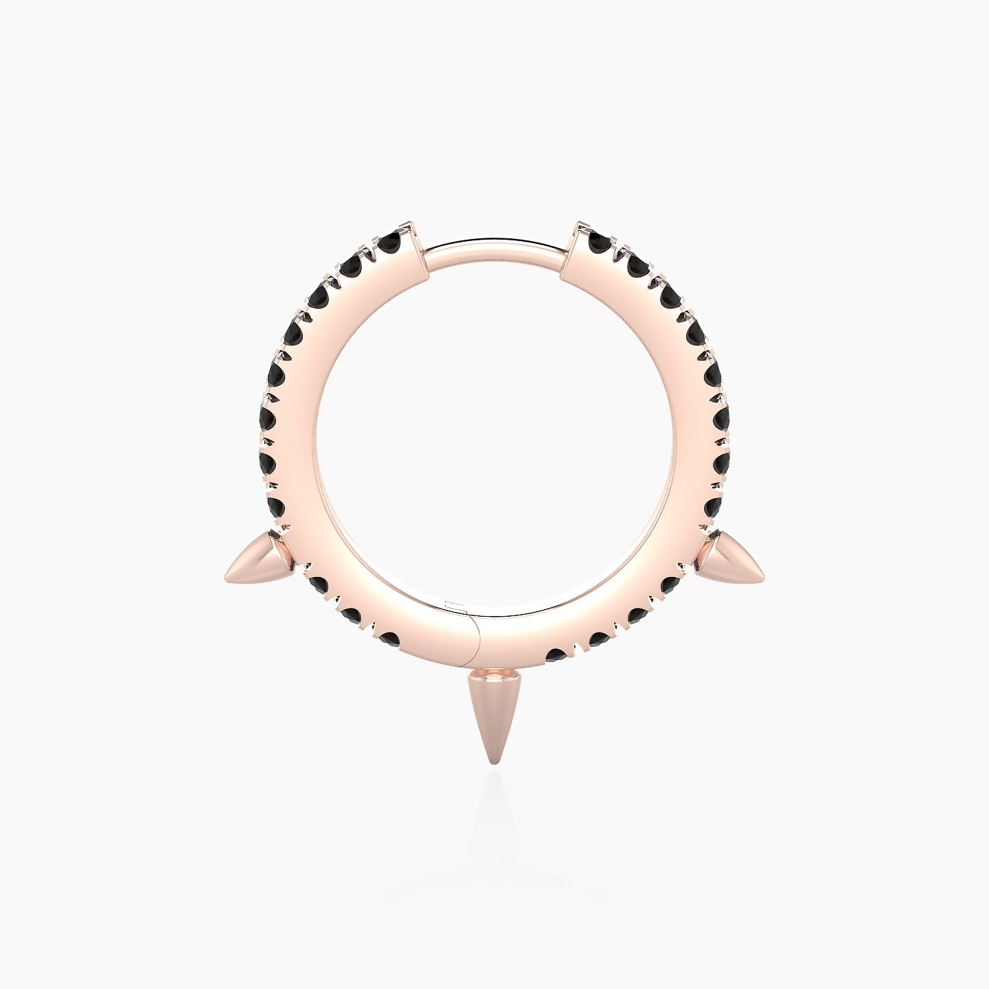 Skade | 18k Rose Gold 9.5 mm Spike Black Diamond Hoop Piercing