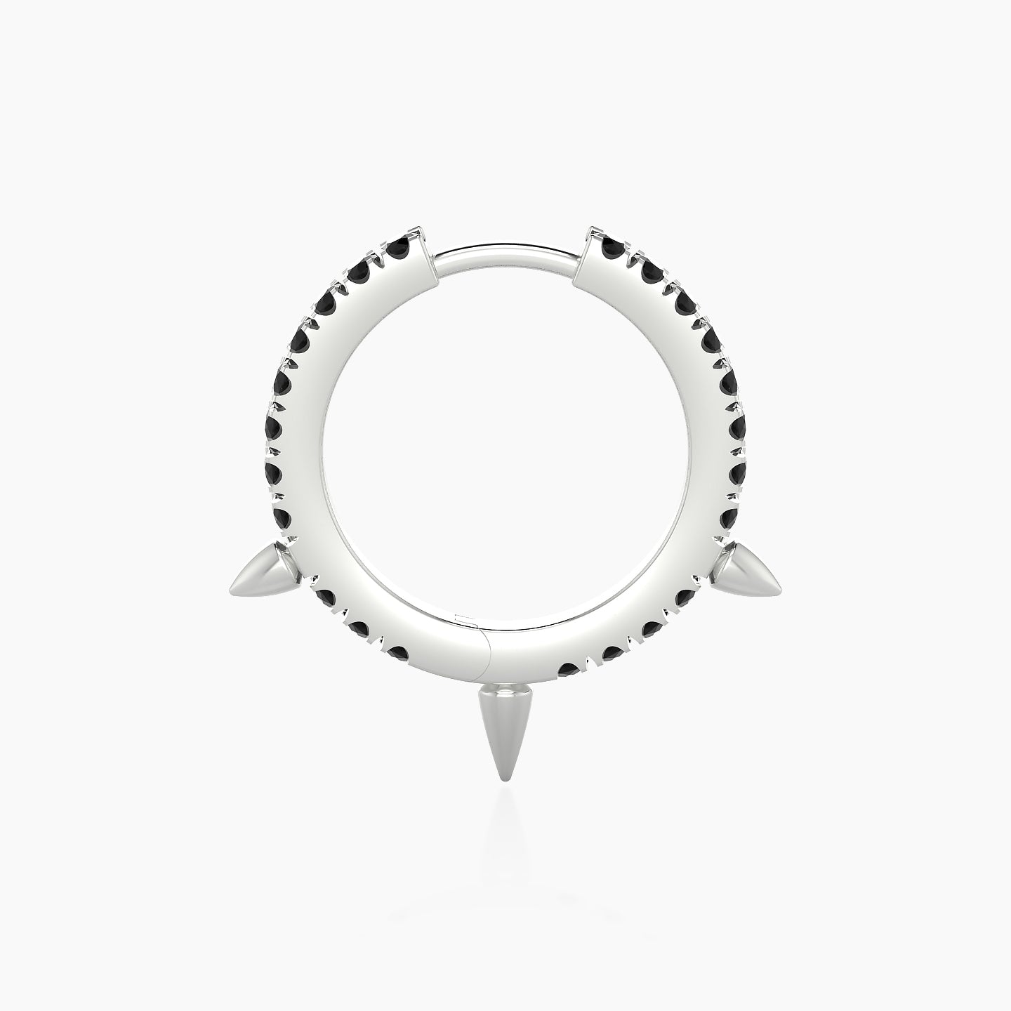 Skade | 18k White Gold 9.5 mm Spike Black Diamond Hoop Piercing