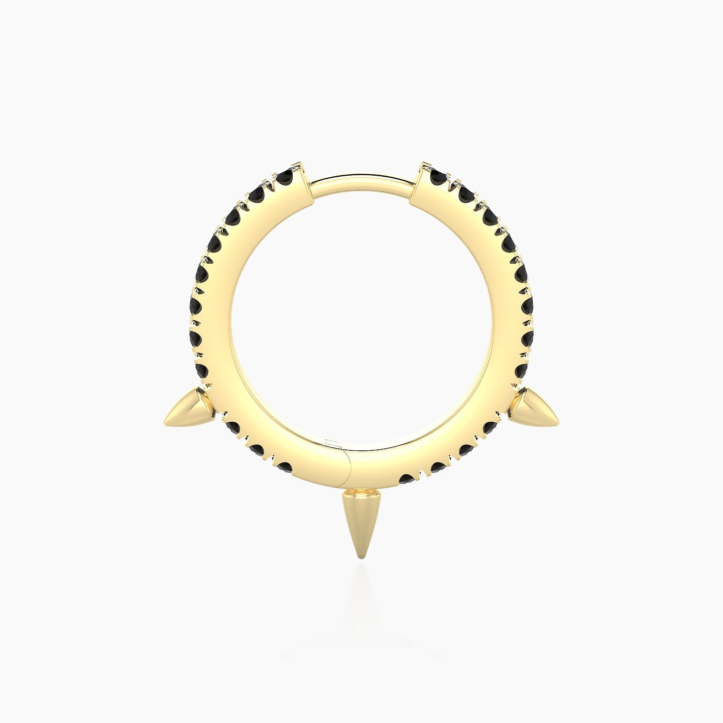 Skade | 18k Yellow Gold 9.5 mm Spike Black Diamond Hoop Piercing