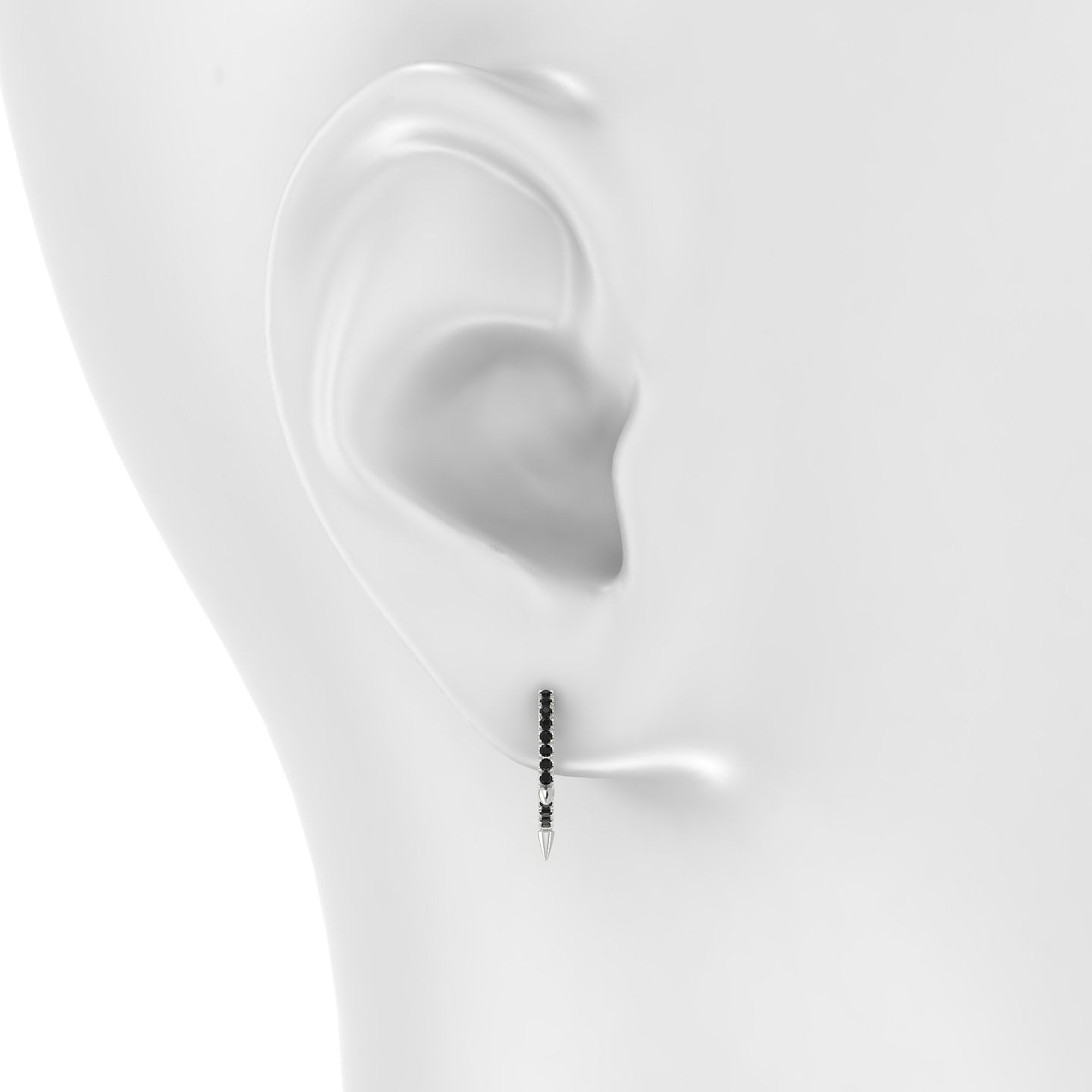 Skade | 18k White Gold 9.5 mm Spike Black Diamond Hoop Piercing