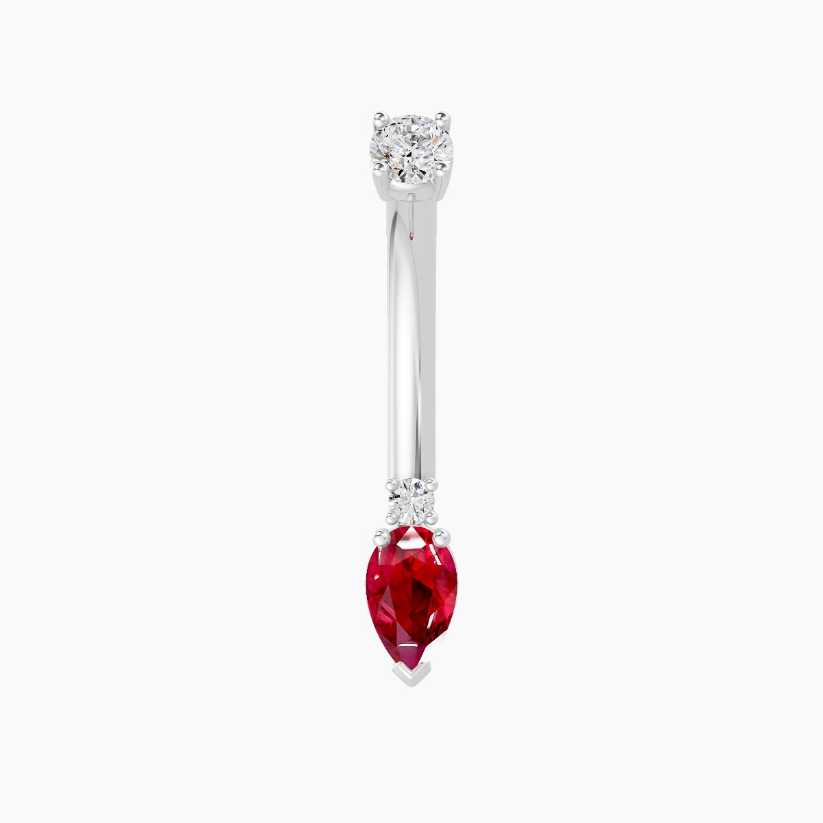 Skadi | 18k White Gold 7 mm 10 mm Ruby & Diamond Belly Piercing