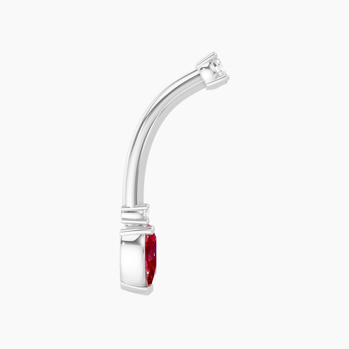 Skadi | 18k White Gold 7 mm 10 mm Ruby & Diamond Belly Piercing