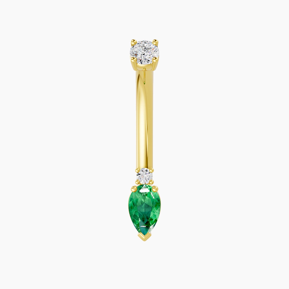Skadi | 18k Yellow Gold 7 mm 10 mm Emerald & Diamond Belly Piercing