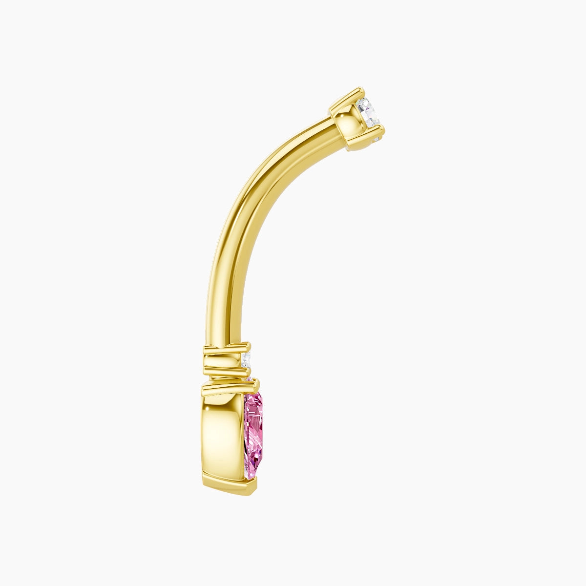 Skadi | 18k Yellow Gold 7 mm 10 mm Pink Sapphire & Diamond Belly Piercing