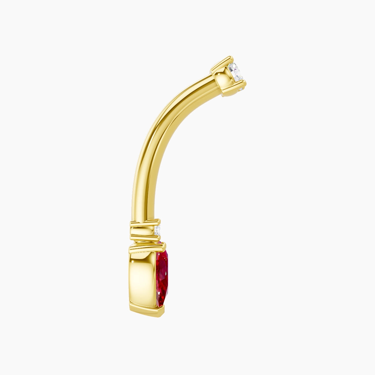Skadi | 18k Yellow Gold 7 mm 10 mm Ruby & Diamond Belly Piercing