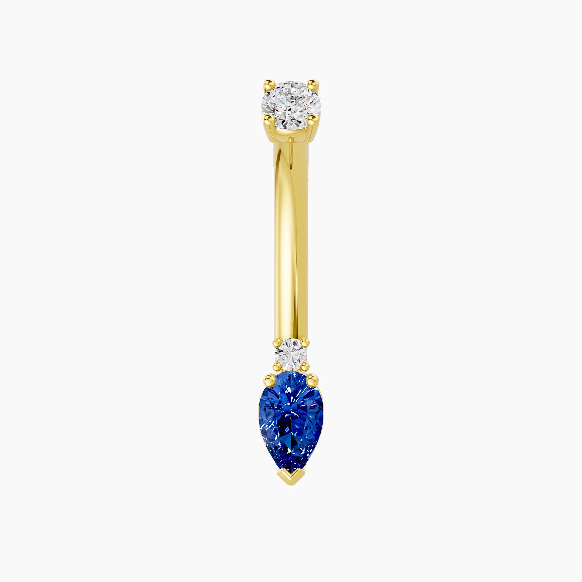 Skadi | 18k Yellow Gold 7 mm 10 mm Sapphire & Diamond Belly Piercing
