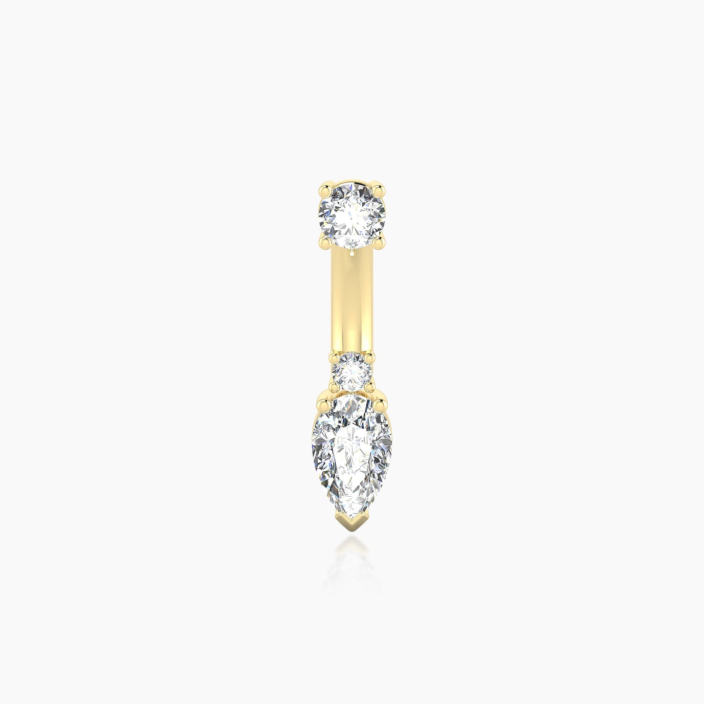 Skadi | 18k Yellow Gold 10 mm 7 mm Diamond Navel Piercing